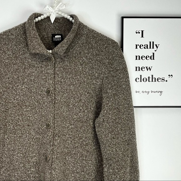 EILEEN FISHER BOUCLAY BUTTON FRONT CARDIGAN SZ M EUC - Picture 7 of 10